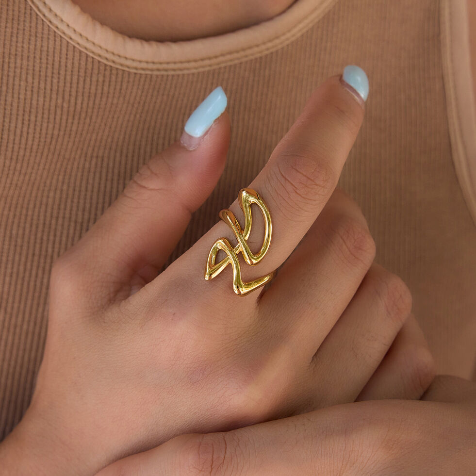 Minimalistische Ringe aus Edelstahl, wasserdicht, goldfarben