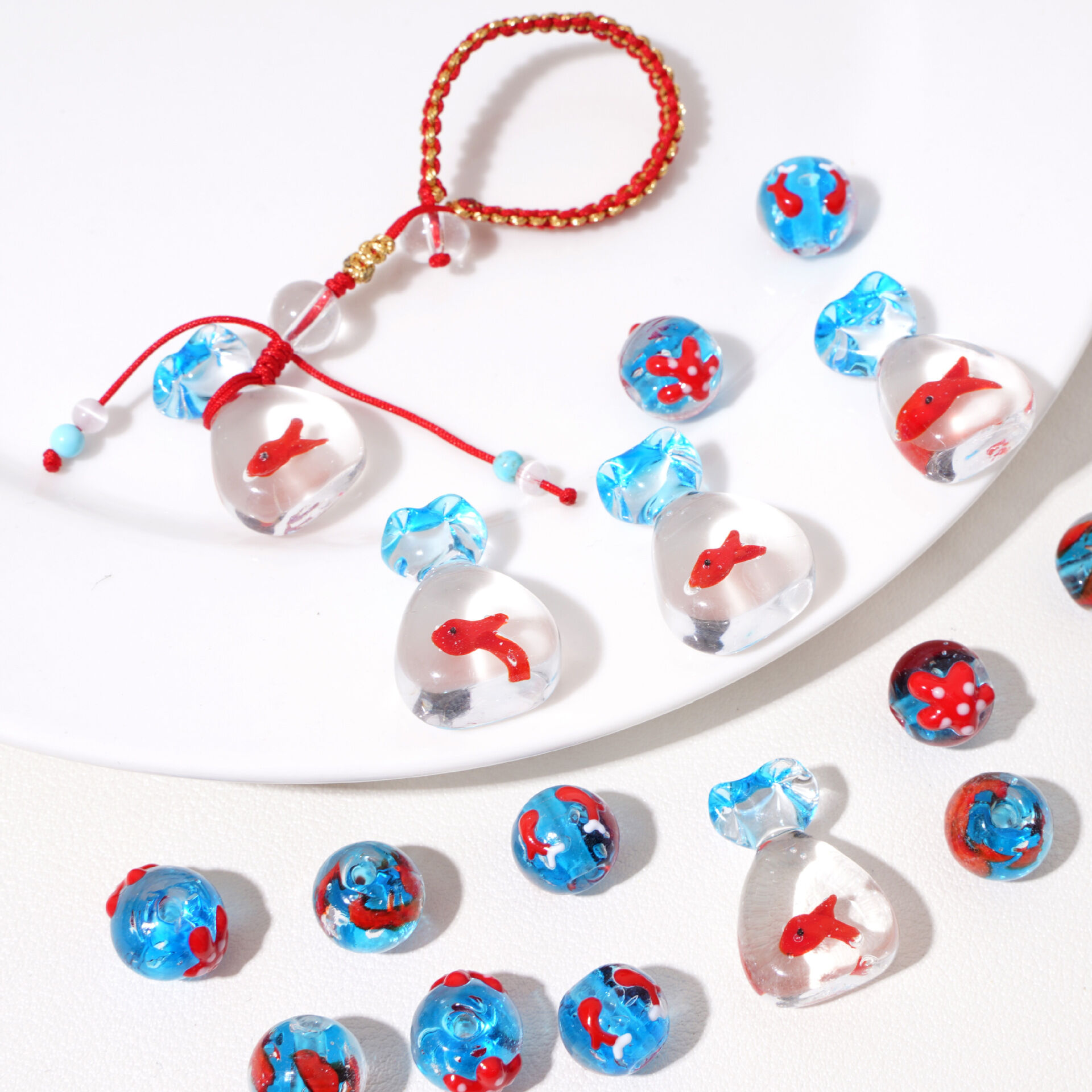 Romantic Series Diy Irregular Shape Oceanic Style Fish Glaze Jewelry Beads