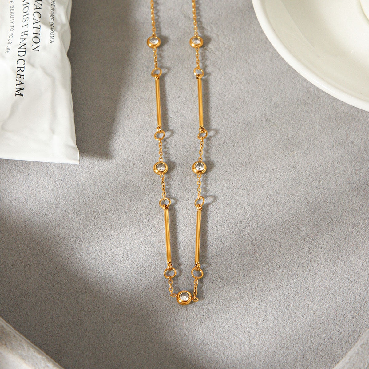 Daily Chain Stainless Steel Waterproof Gold Color Zircon Women's Chain Necklaces Picture4