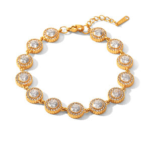 Simple Series Daily Chain Stainless Steel Waterproof Gold Color Zircon Women's Chain Bracelets h5