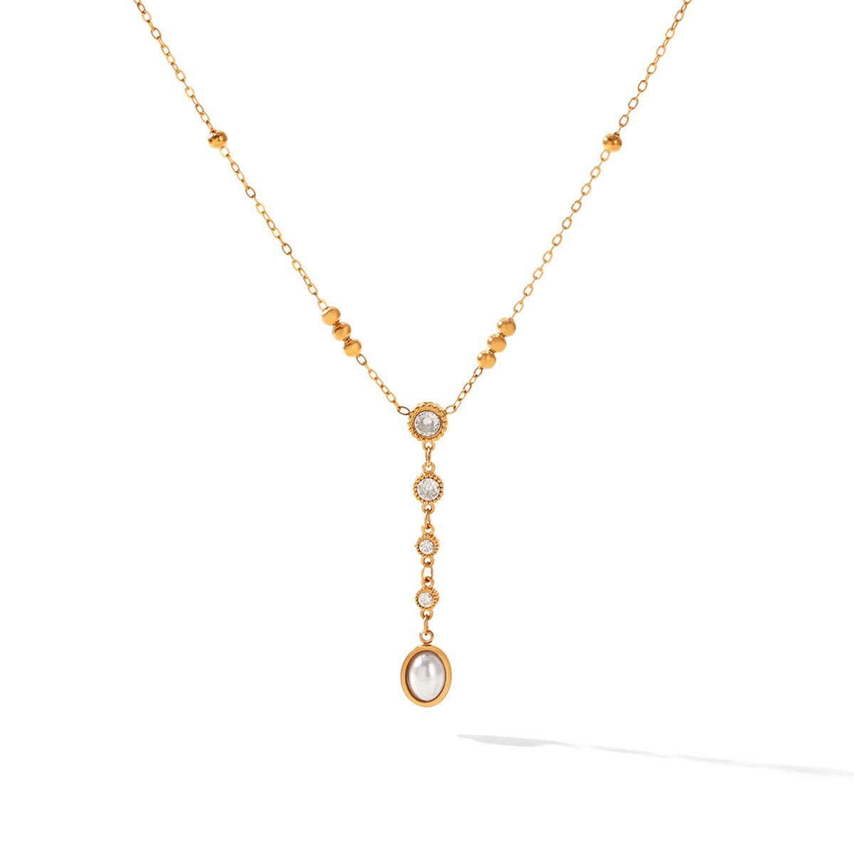Simple Series Daily Chain Stainless Steel Waterproof   Gold Color  Zircon  Women's Pendant Necklaces 