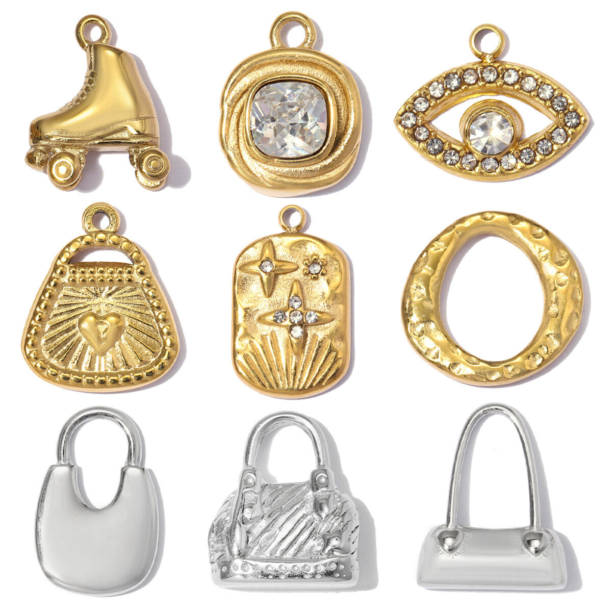 Classic Series Diy Devil's Eye Irregular Shape Stainless Steel Waterproof Gold Color Women's Pendants h5Picture4