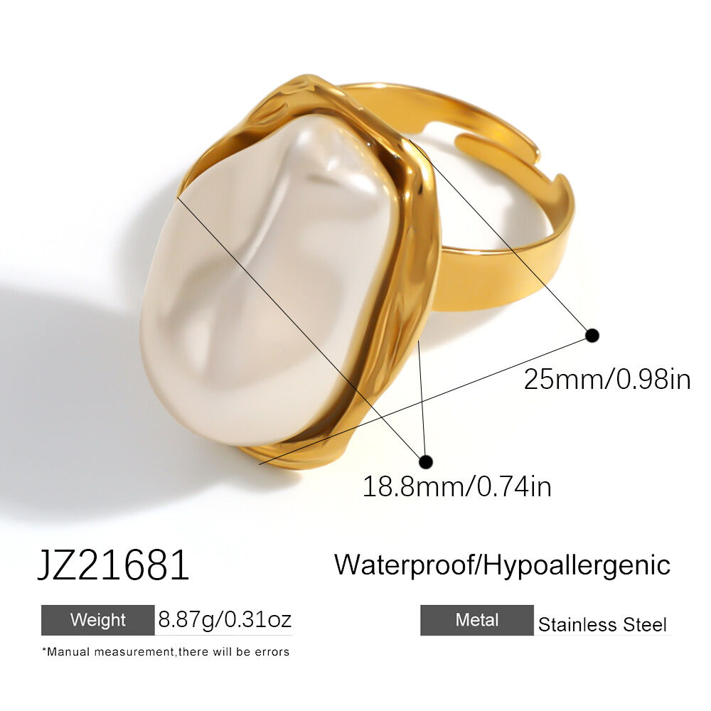 Luxurious Series Daily Irregular Shape Stainless Steel Waterproof   Gold Color  Statement Rings h5 