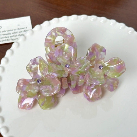 Simple Series Flower Gradient Color Acetate Rhinestone Hair Claws
