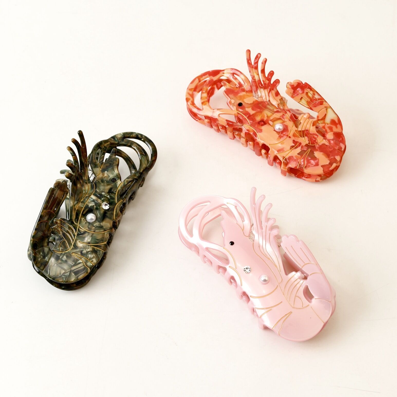 Simple Series Natural Lobster Solid Color Oceanic Style Acetate Artificial Pearl Hair Claws h5 Picture3