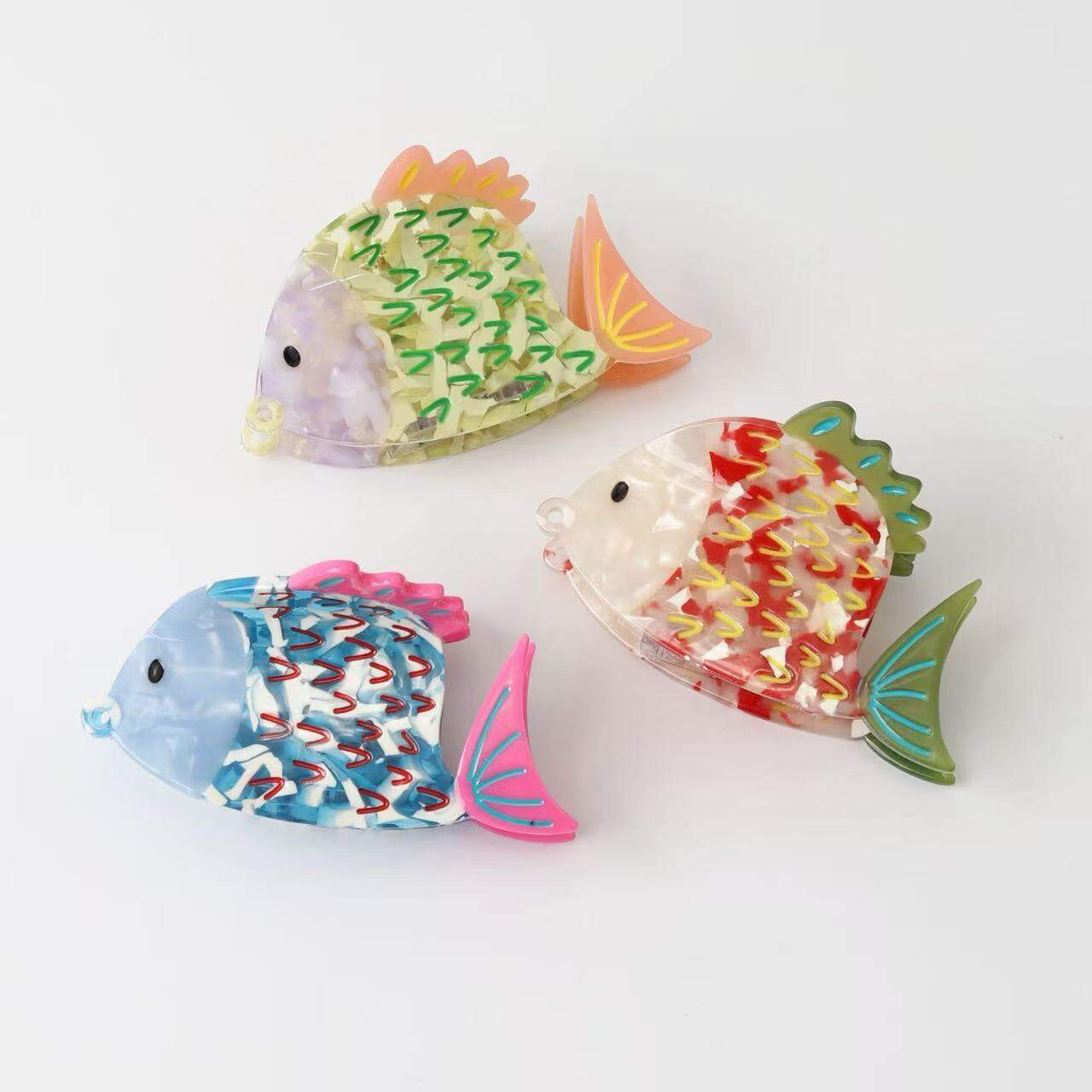Simple Series Cute Oceanic Style Mixed Color Fish Gradient Color Acetate Hair Claws 2