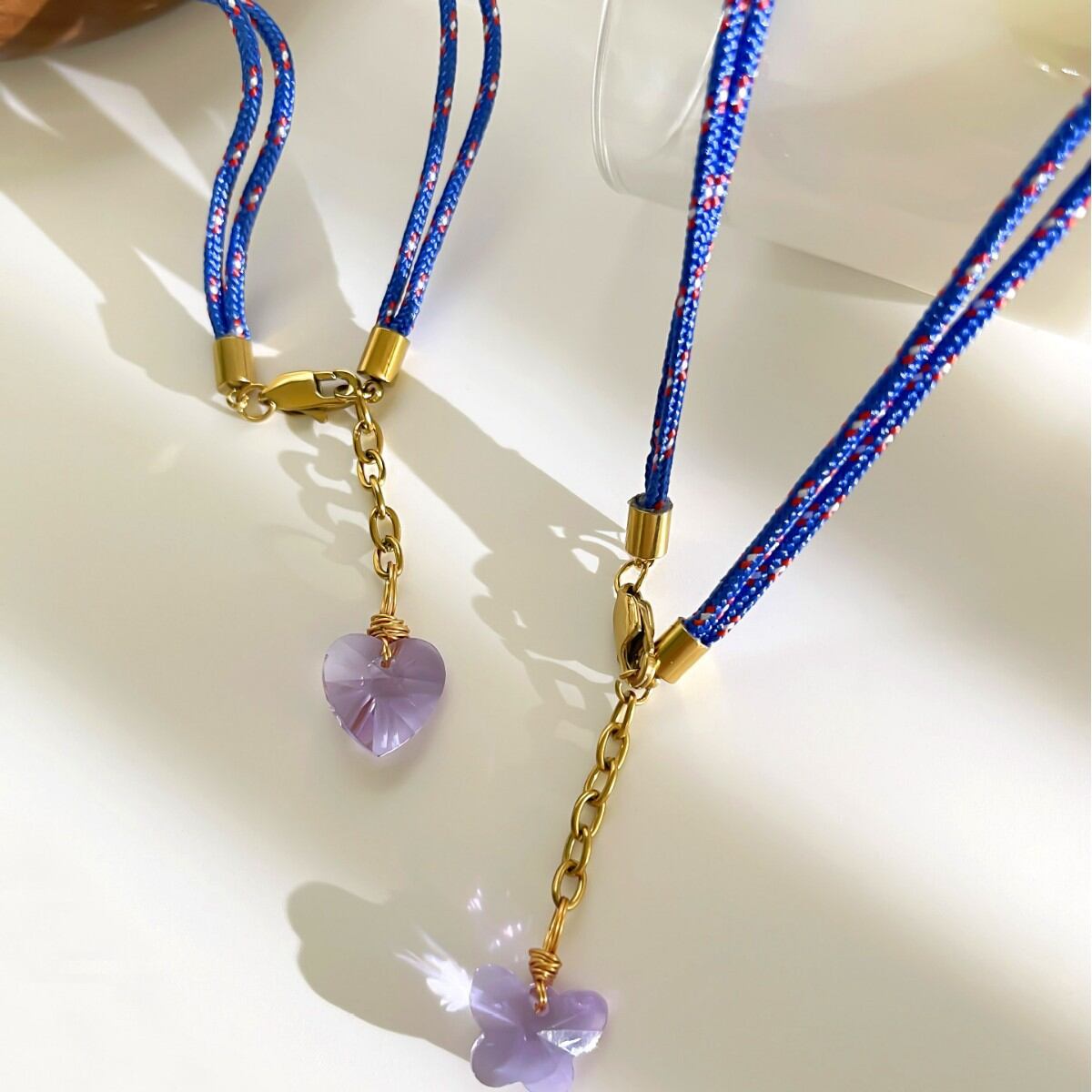 Glaze Heart Braided Rope Gold Color Women's Pendant Necklaces h5 Picture3