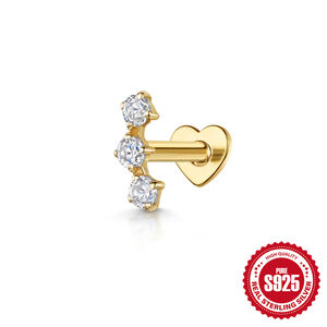Simple Series Daily Irregular Shape Gold Color Zircon Women's 925 Sterling Silver Color Earrings h5