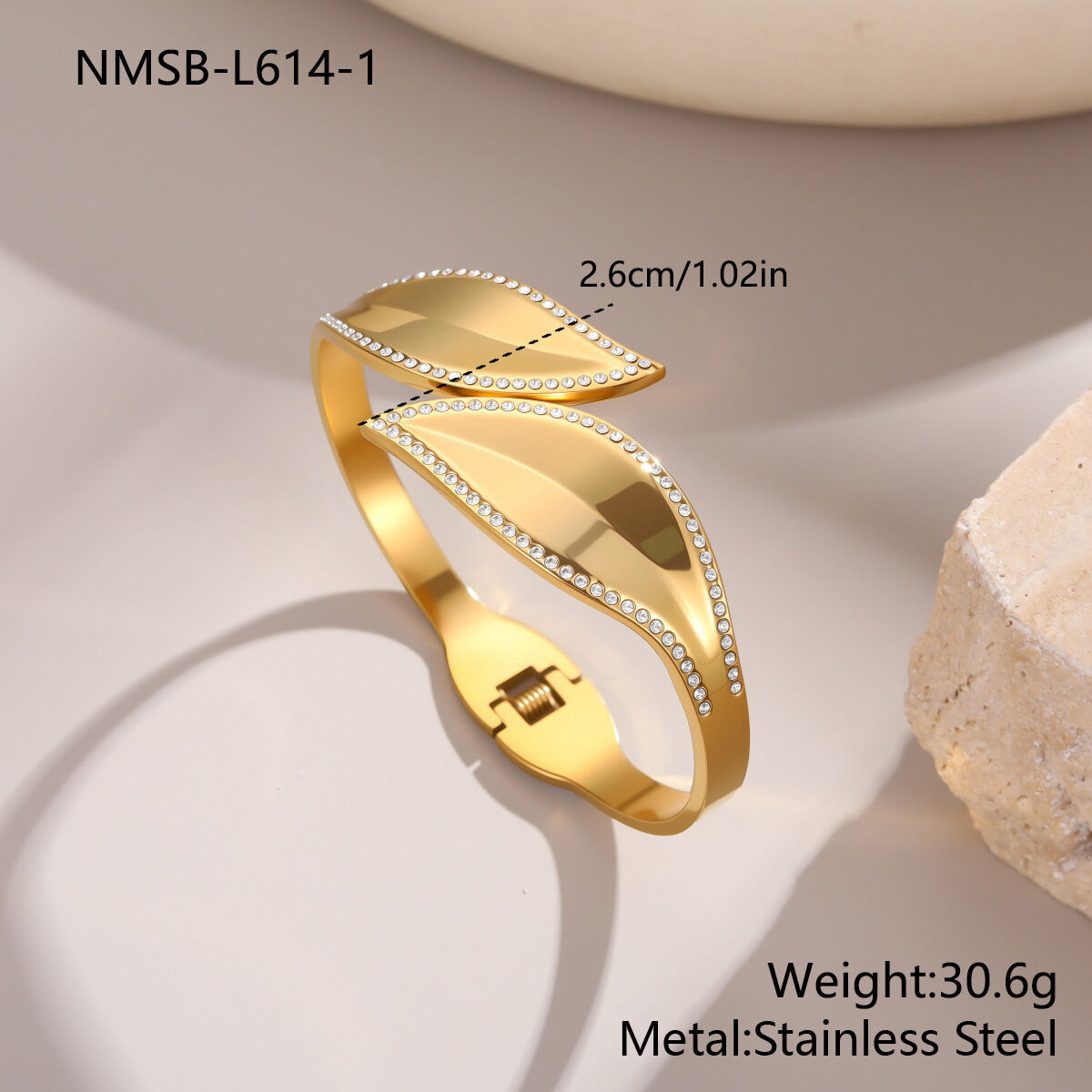 Simple Series Daily Irregular Shape Stainless Steel Waterproof Gold Color Women's Cuff Bracelets