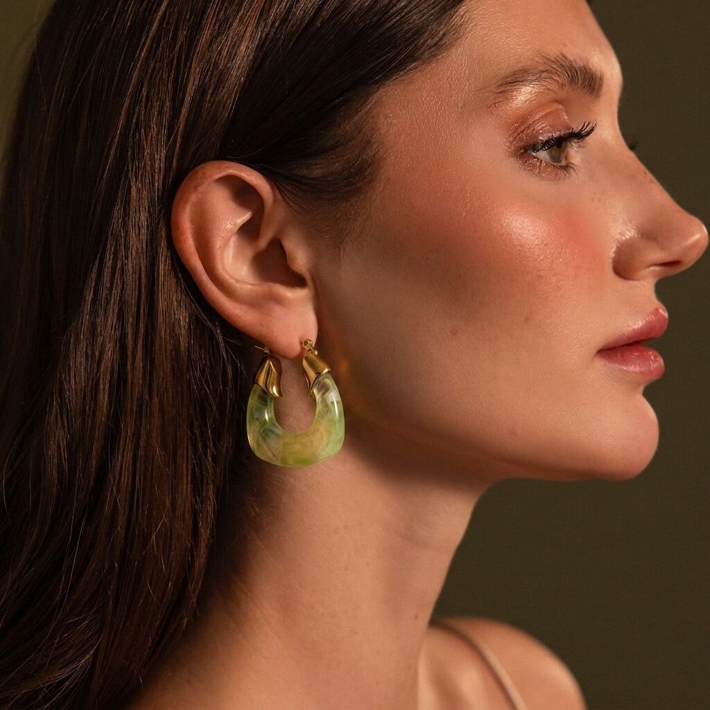Simple Series Retro Circle Stainless Steel Waterproof   Gold Color  Women's Hoop Earrings Picture3