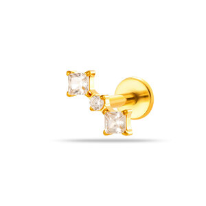 Pendientes sencillos de circonita color oro con forma de corazón para mujer, fabricados en aleación de titanio. h5