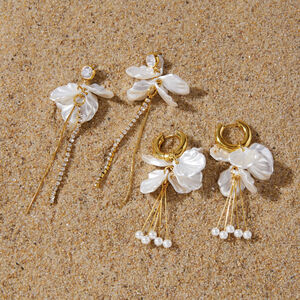 Romantic Series Elegant Flower Tassel Stainless Steel Waterproof Gold Color Women's Dangle Earrings h5 Picture4
