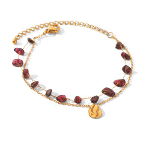 Simple Series Daily Irregular Shape Stainless Steel Waterproof Gold Color Women's Beaded Bracelets h5