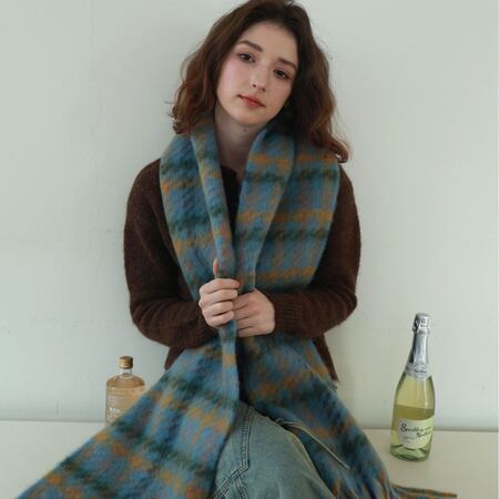 Einfache Serie Retro-Karo-Quasten-Winterschals Aus Woll-Polyester-Mischgewebe In Verschiedenen Farben