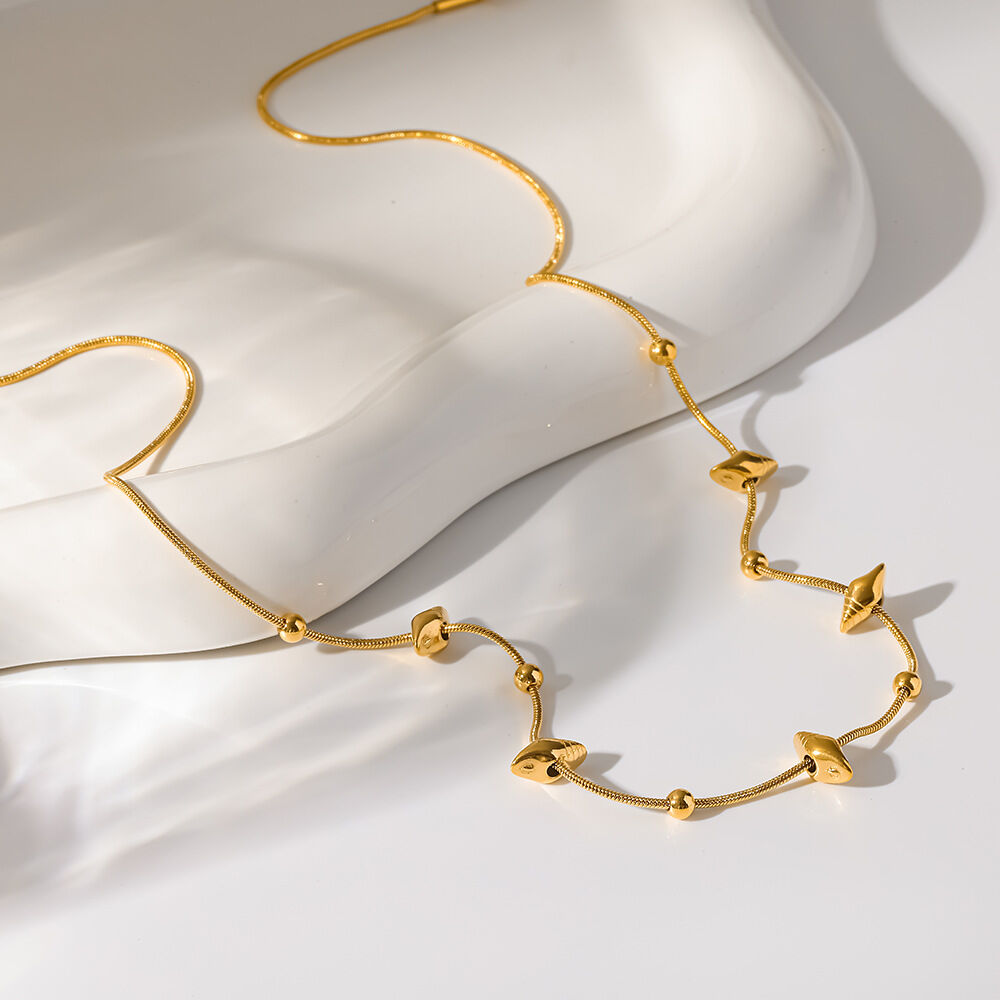 Simple Series Vacation Oceanic Style Stainless Steel Waterproof   Gold Color  Women's Chain Necklaces