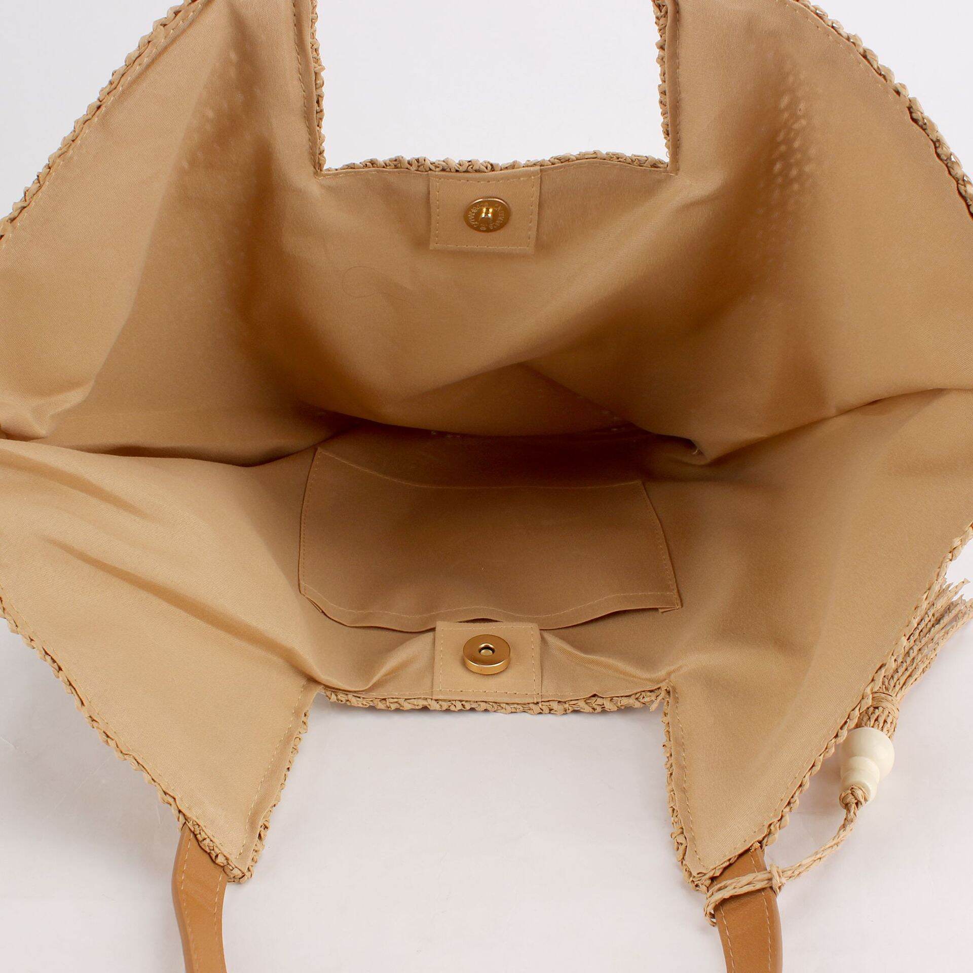Vacation Style Woven Solid Color Tassel Raffia Women's Square Bag Picture4