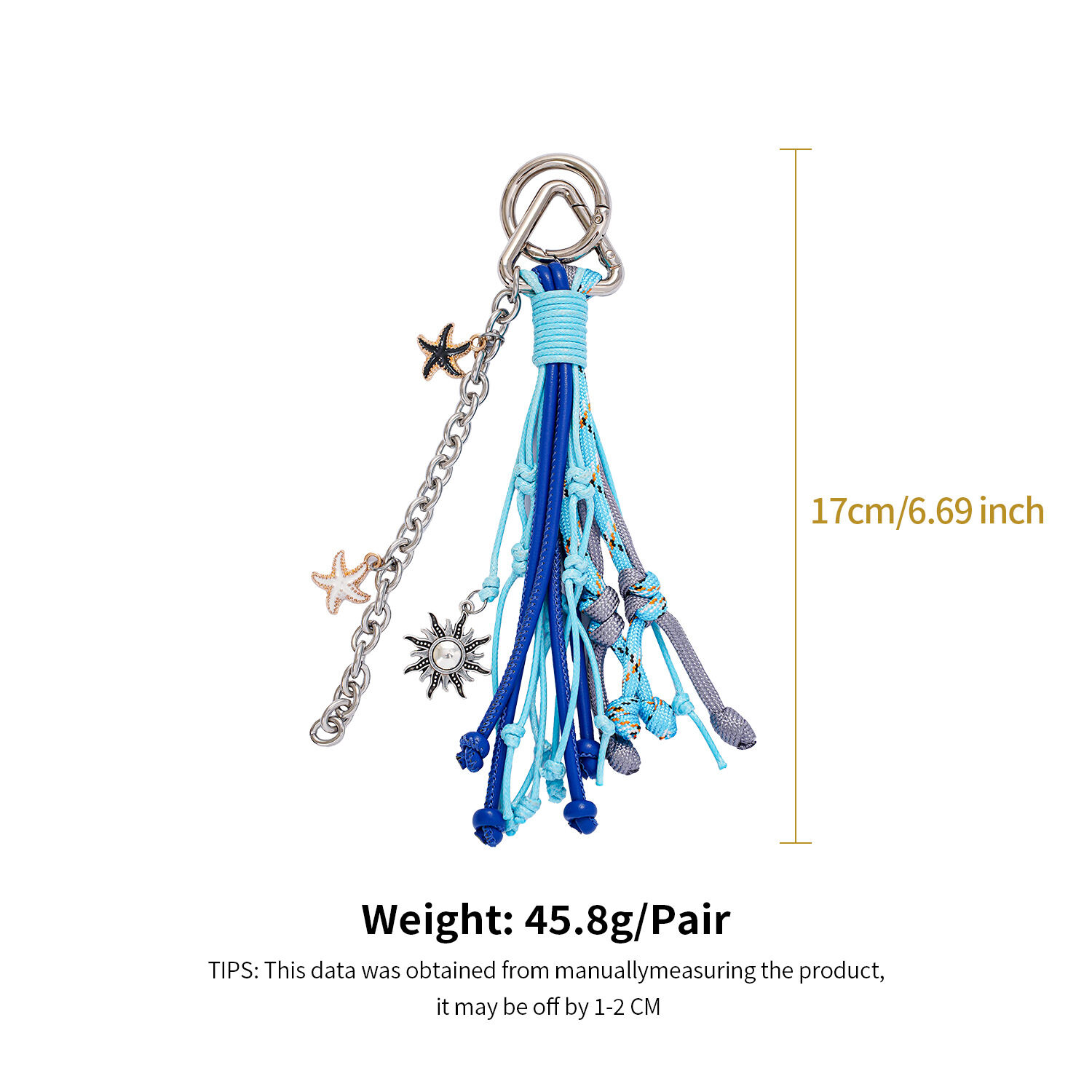 Simple Series Vacation Oceanic Style Tassel Mixed Color Chain Woven Shell Starfish Alloy Bag Charms 