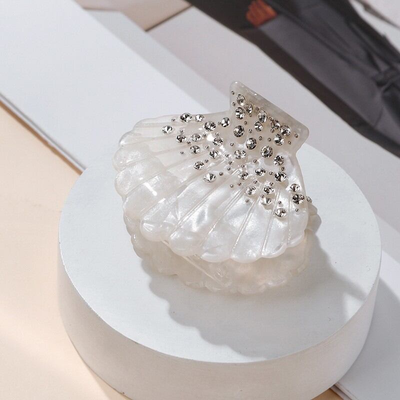 Simple Series Vacation Oceanic Style Shell Acetate Rhinestone Women's Hair Claws