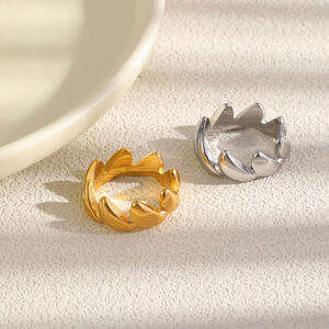 Geometric Shape Stainless Steel Waterproof Gold Color Statement Rings h5 Picture3
