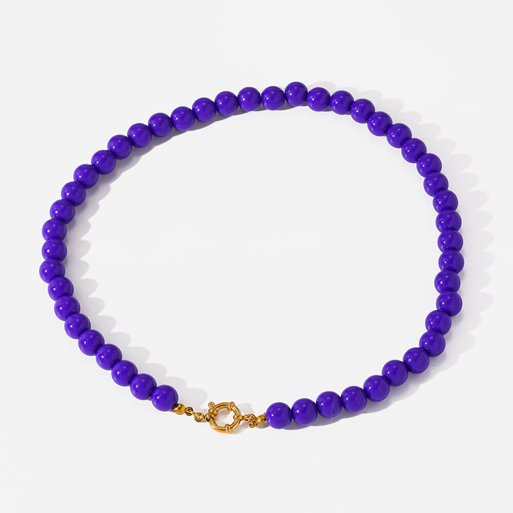 Simple Series Daily Circle Acrylic Gold Color Women's Beaded Necklaces Picture4