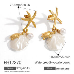 Romantic Series Vacation Oceanic Style Starfish Stainless Steel Waterproof Gold Color Women's Drop Earrings h5