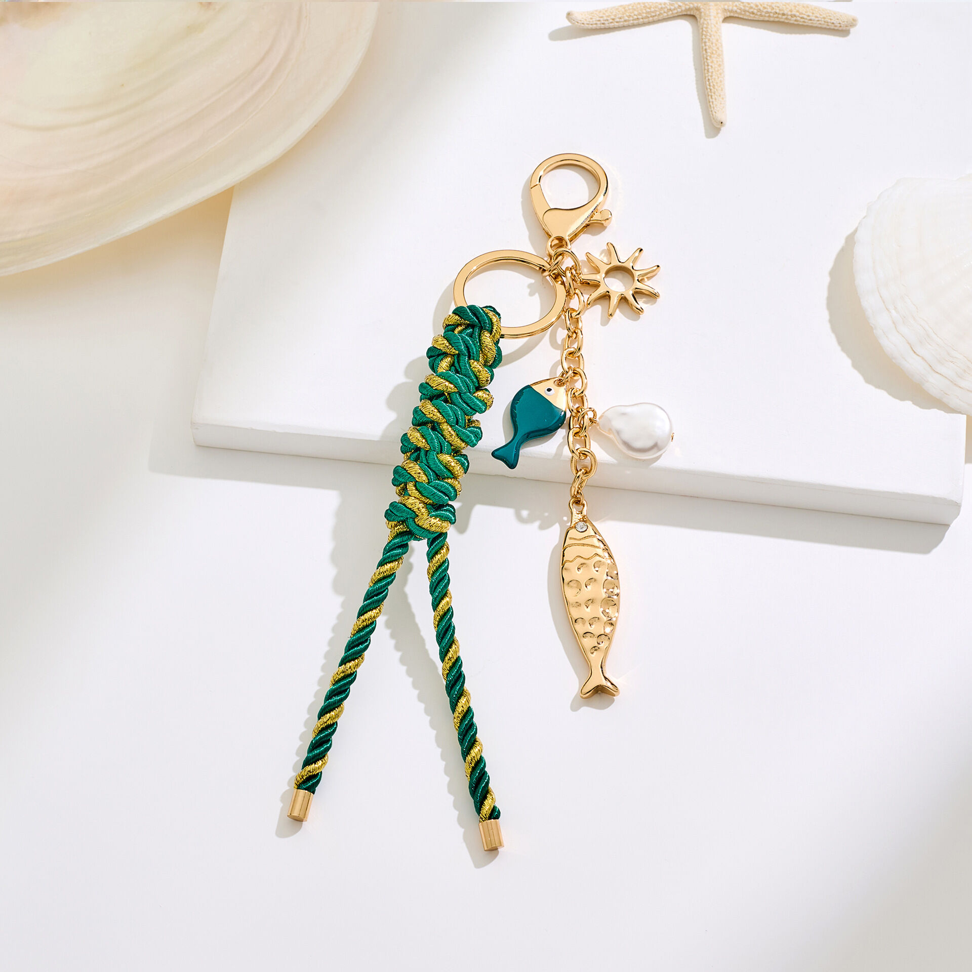 Simple Series Casual Oceanic Style Mixed Color Woven Fish Braided Rope Keychain