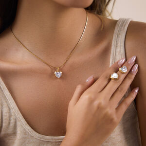 Heart Geometric Shape Stainless Steel Waterproof Gold Color Zircon Women's Stud Earrings h5 Picture5