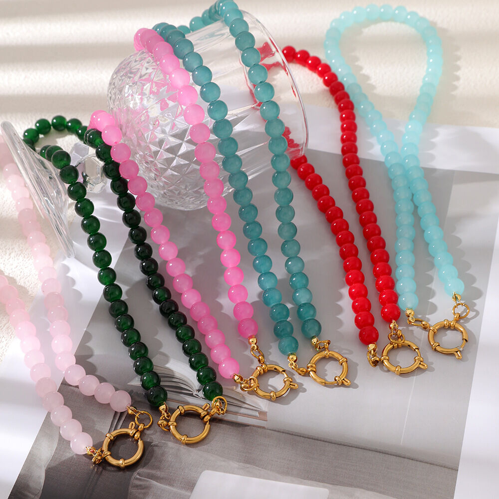 Solid Color Beads Glass Women's Beaded Necklaces Picture3