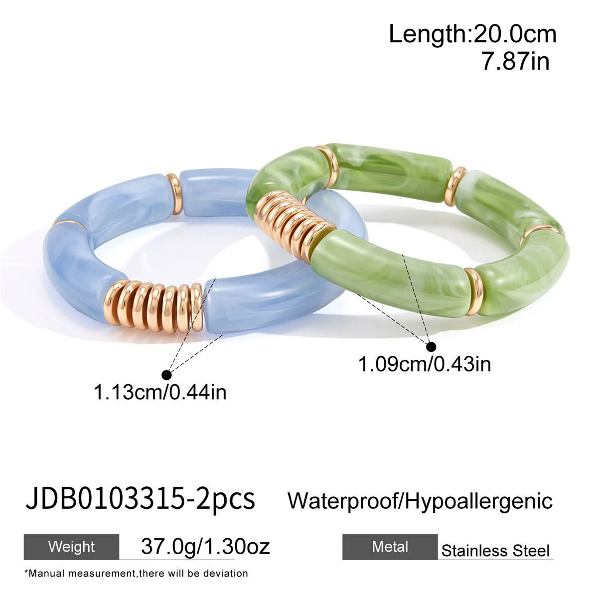 Simple Series Casual Patchwork Gradient Color Stainless Steel Waterproof   Gold Color  Women's Bangles 
