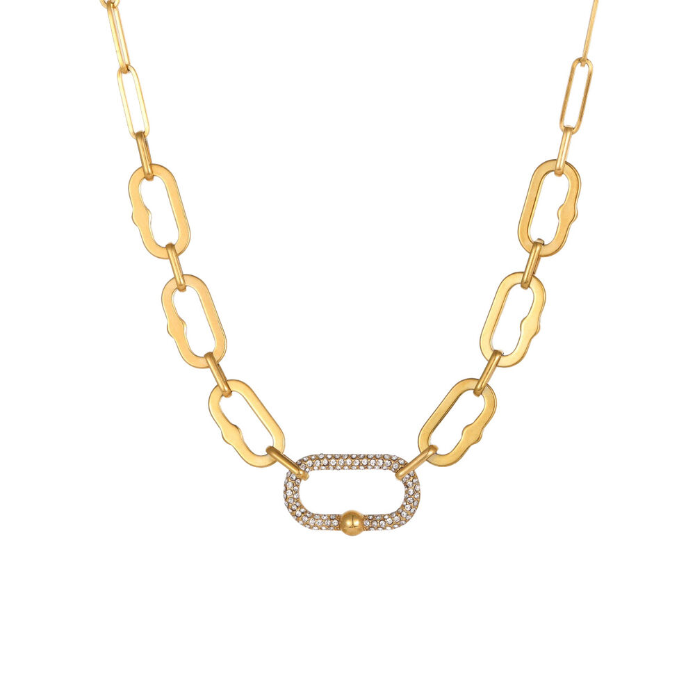 Luxury Daily Irregular Shape Patchwork Stainless Steel Waterproof Gold Color Women's Jewelry Sets Picture5