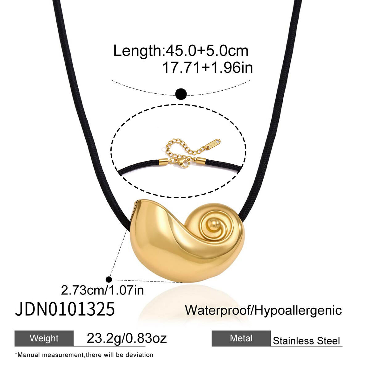 Vacation Oceanic Style Stainless Steel Waterproof Gold Color Women's Pendant Necklaces