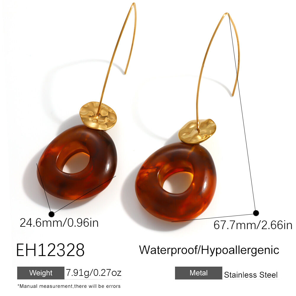 Simple Series Retro Circle Stainless Steel Waterproof   Gold Color  Women's Drop Earrings h5 