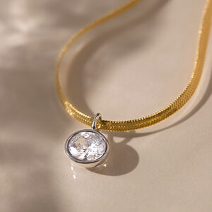 Simple Droplet Stainless Steel Waterproof Gold Color Zircon Women's Pendant Necklaces h5 Picture4