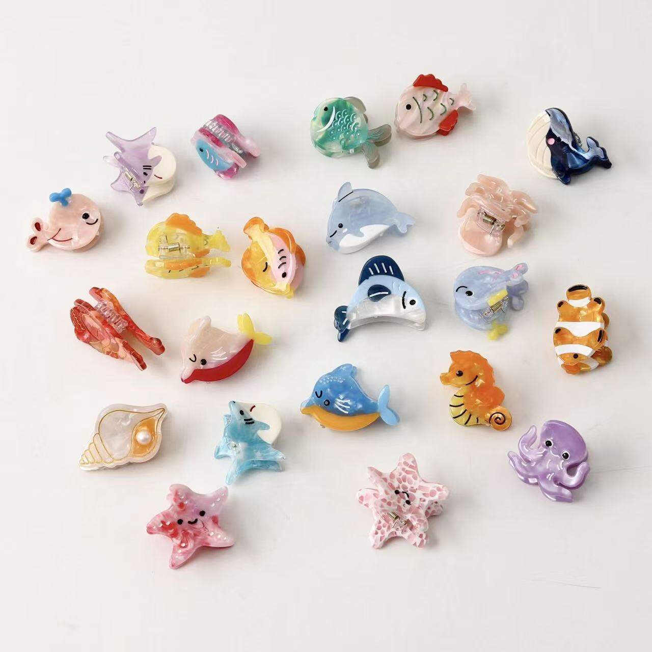 Einfache Serie, niedliche Tiere, Cartoon-Stil, Ozean-Stil, Muscheln, Seesterne, Acetat-Haare, Krallen 2