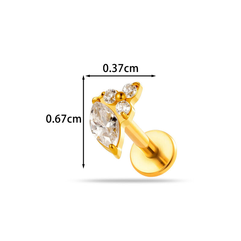 Simple Series Schleifenknoten-Stern-Ohrringe aus Titanlegierung in Goldfarbe mit Zirkonia für Damen Bild2