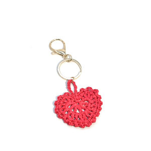 Simple Series Vacation Heart Solid Color Hollowed-Out Woven Raffia Keychain h5