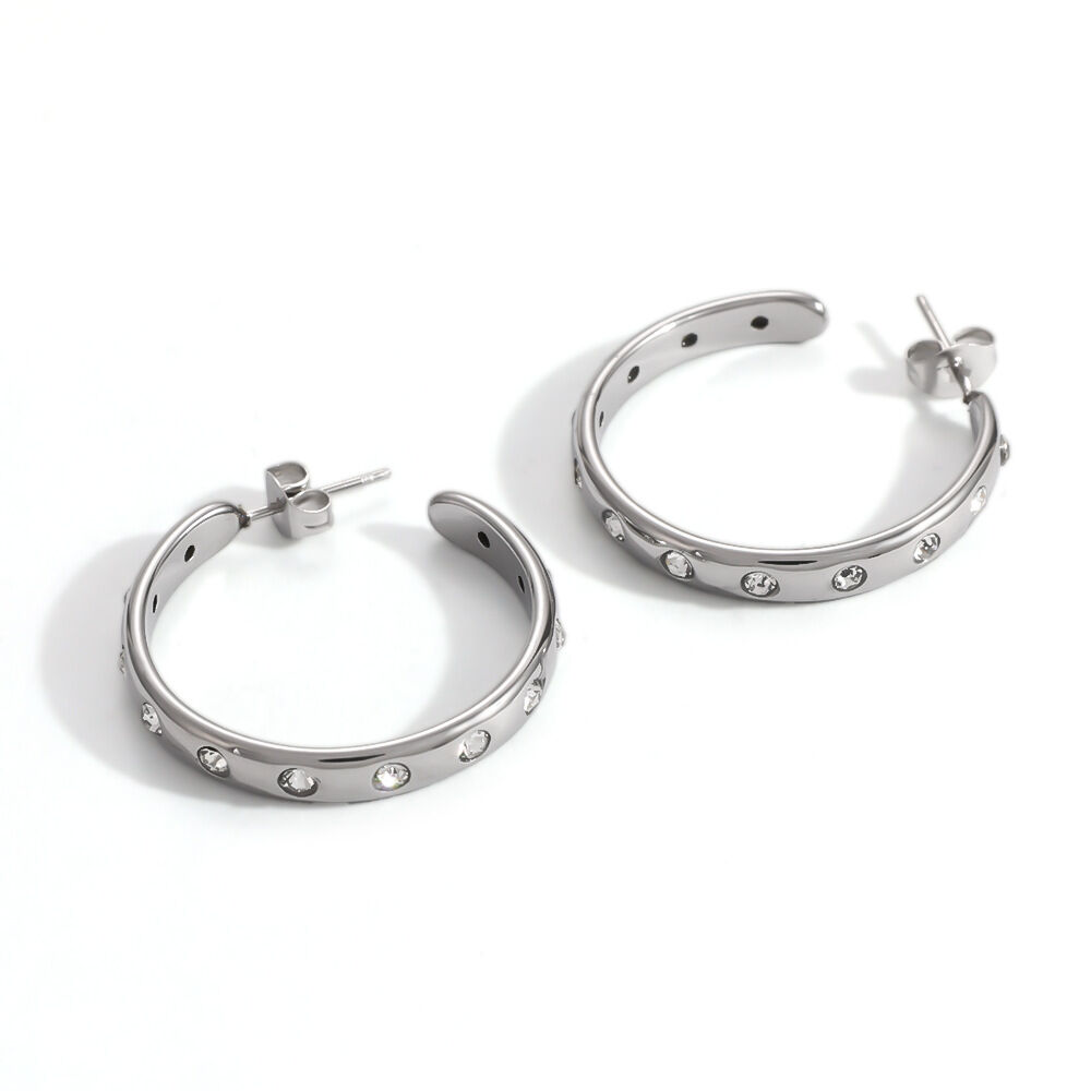 Simple Series Casual Circle Stainless Steel Waterproof Gold Color Women's Hoop Earrings Picture4