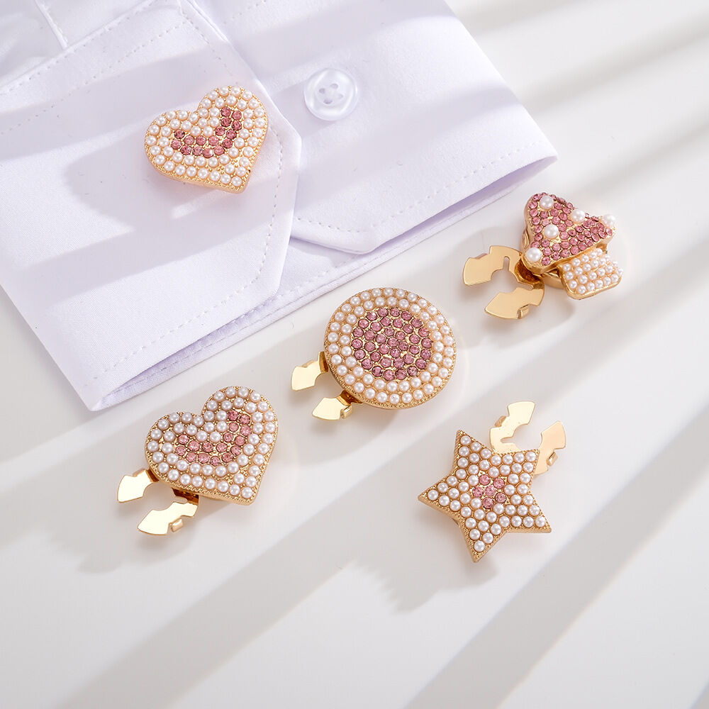 Romantic Series Sweet Heart Star Plant Alloy Rhinestone Cufflinks h5 Picture4