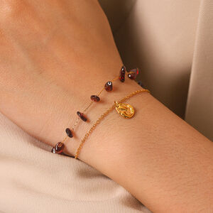 Simple Series Daily Irregular Shape Stainless Steel Waterproof Gold Color Women's Beaded Bracelets h5 Picture5