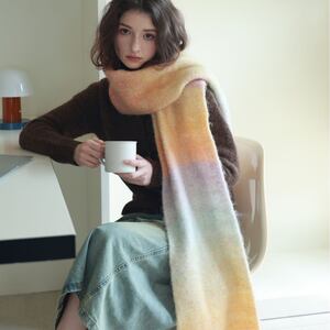 Simple Serisi Günlük Püsküllü Karışık Renk Geçişli Yün-Polyester Karışımı Kışlık Şallar h5 Resim2