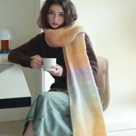 Einfache Serie, Tägliche Quastenschals, Gemischte Farben, Farbverlauf, Woll-Polyester-Mischung, Winterschals 2