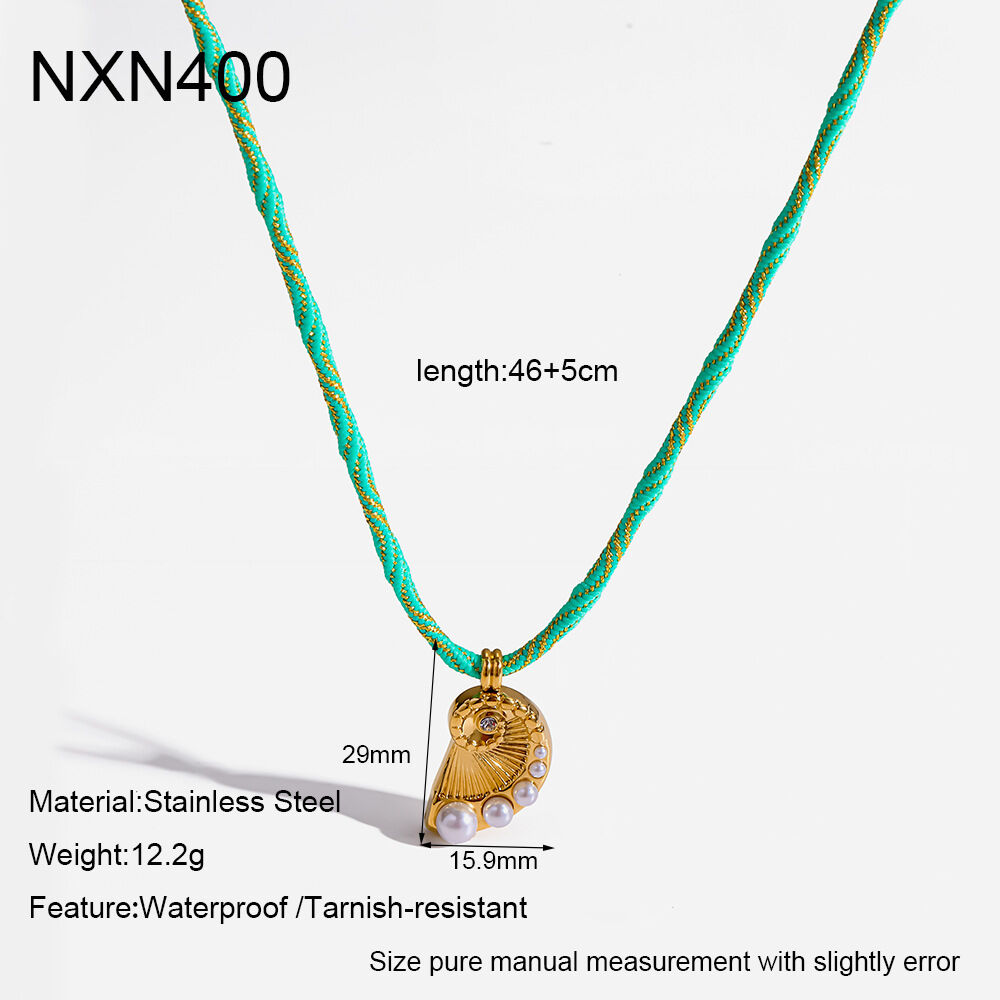 Ethnic Vacation Oceanic Style Stainless Steel Waterproof Gold Color Zircon Women's Pendant Necklaces