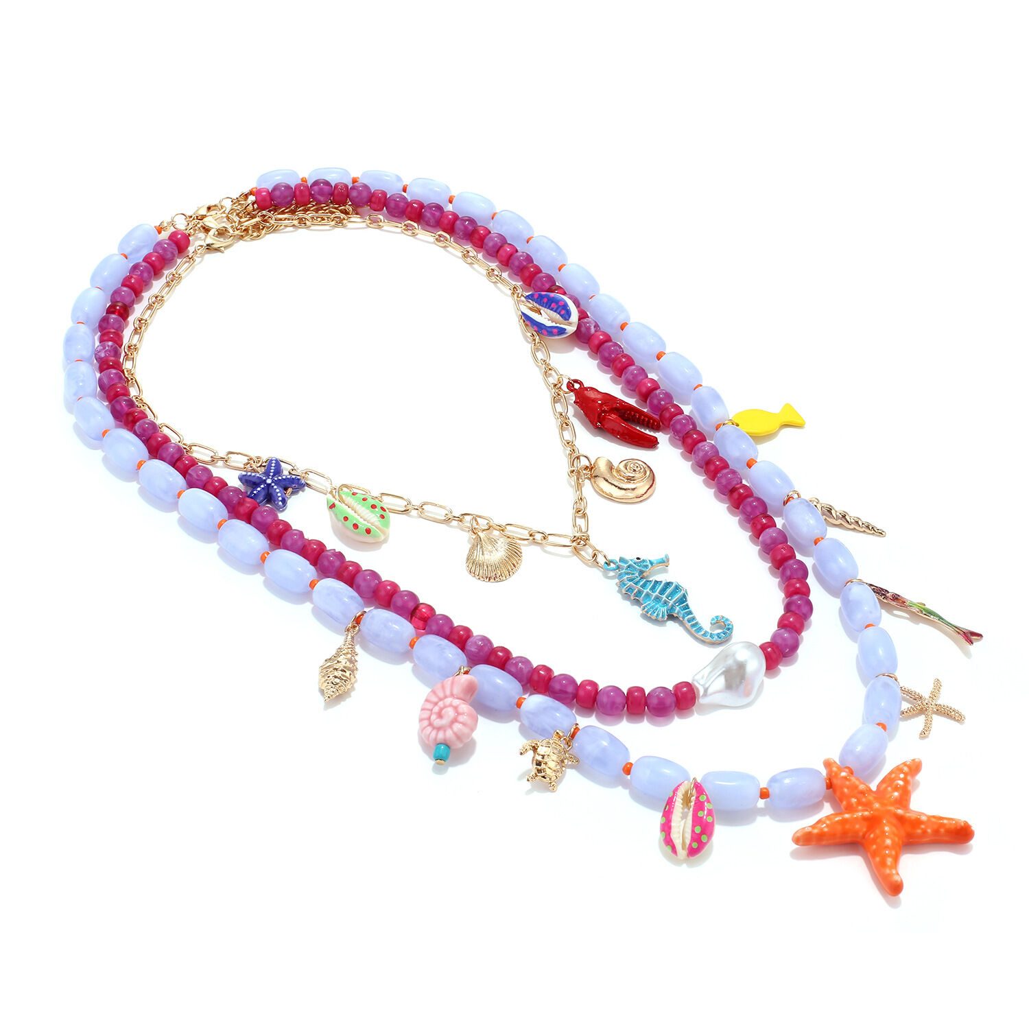Vacation Beads Starfish Resin Women's Necklaces Sets h5 Picture3