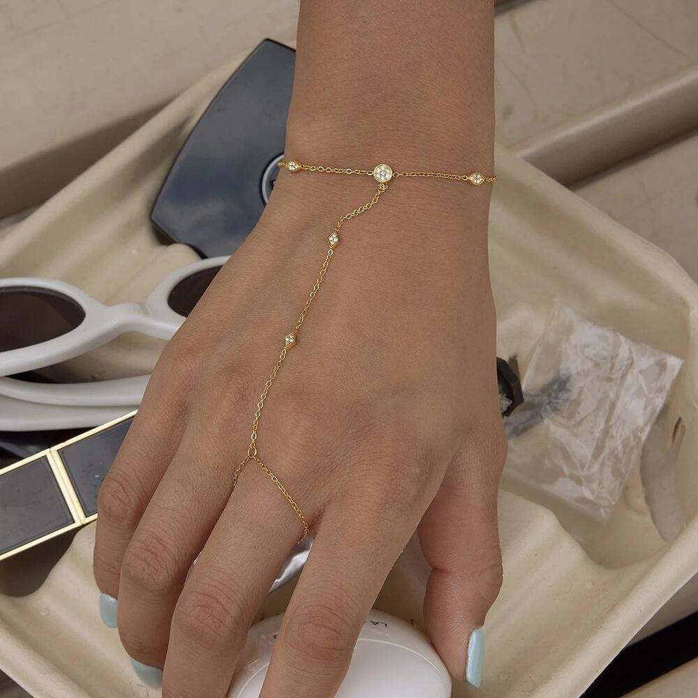 Stainless Steel Waterproof Gold Color Women's Hand Chain Picture2