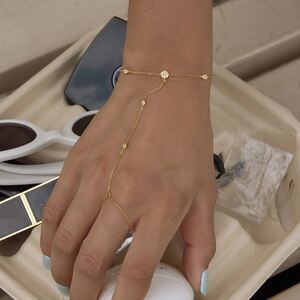Stainless Steel Waterproof Gold Color Women's Hand Chain h5 Picture2
