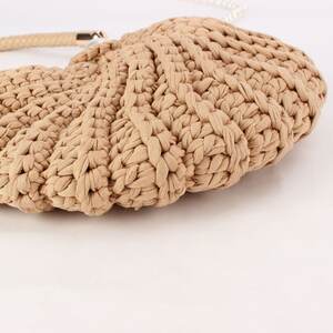 Vacation Style Woven Solid Color Oceanic Style Woven Shell Cotton Women's Round Bag h5 Picture5