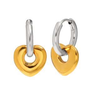Elegant Heart Mixed Gold Color And Silver Colors Stainless Steel Waterproof Gold Color Women's Stud Earrings h5 Picture4