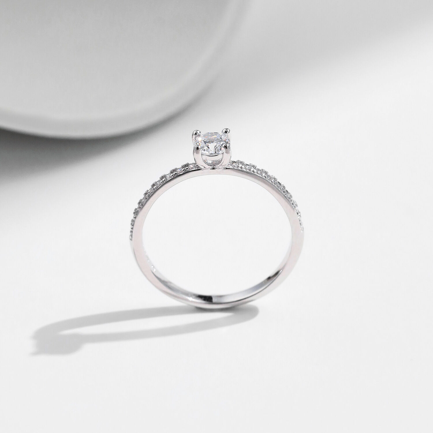 Luxurious Series Simple Geometric Shape S925 Rhodium Plating Moissanite Women's Moissanite Rings Picture3