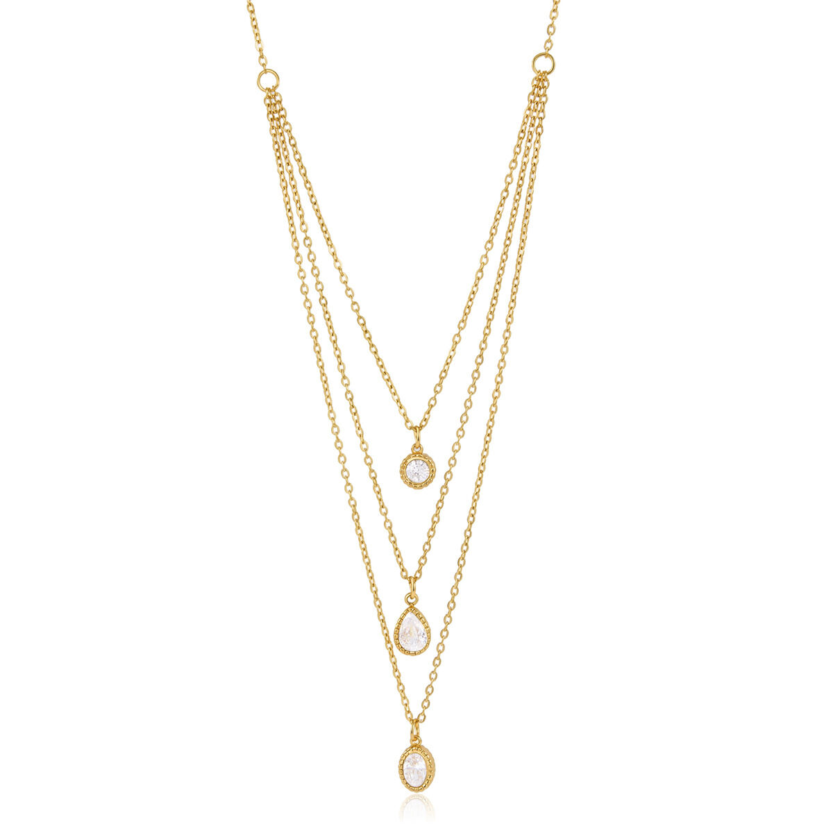 Simple Series Daily Droplet Chain Stainless Steel Waterproof Gold Color Zircon Women's Layered Necklaces h5 Picture5