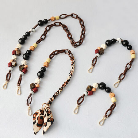 Simple Series Retro Leopard Print Beads Woven Acrylic Bag Phone Chain